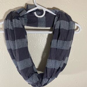 LOFT Gray and Silver Glitter Striped Infinity Scarf